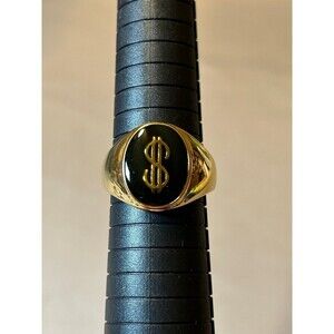 Gold Tone Money Sign Bling Ring Size 10.75